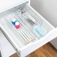 Isaac Jacobs 2-Pack Clear Expandable Storage Bins, Plastic Organizer with Cut-Out Handles, Adjustable Length from 11-19" for Home, Kitchen & Office
