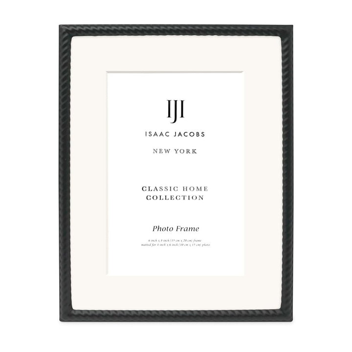 Isaac Jacobs Metal Rope Border Picture Frame, Horizontal &amp; Vertical for Tabletop and Wall Display, Home Decor, Metal Frame