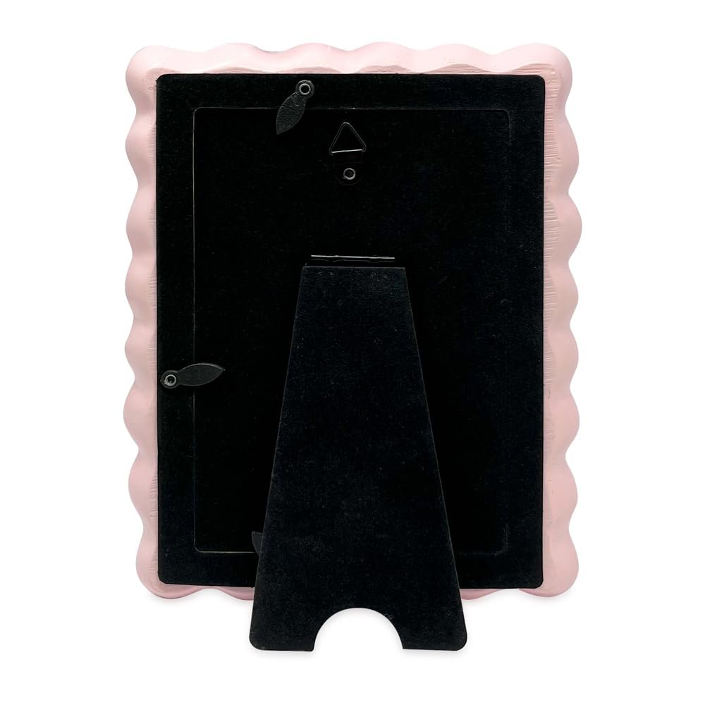 Isaac Jacobs 2x3 Blush With White Resin Picture Frame, Layered Double Ruffle Wave Design with Bow, Tabletop &amp; Wall Display Photo Frame, Home Décor, Art, Photo Gallery (2x3, Blush With White)