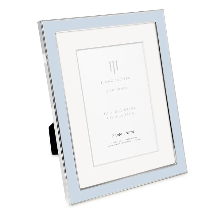 Isaac Jacobs Enamel Picture Frame with Metal Edge with Easel, Tabletop Display, Wall Décor, Photo Gallery