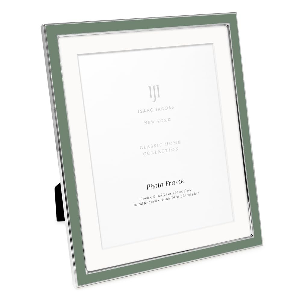 Isaac Jacobs Enamel Picture Frame with Metal Edge with Easel, Tabletop Display, Wall Décor, Photo Gallery