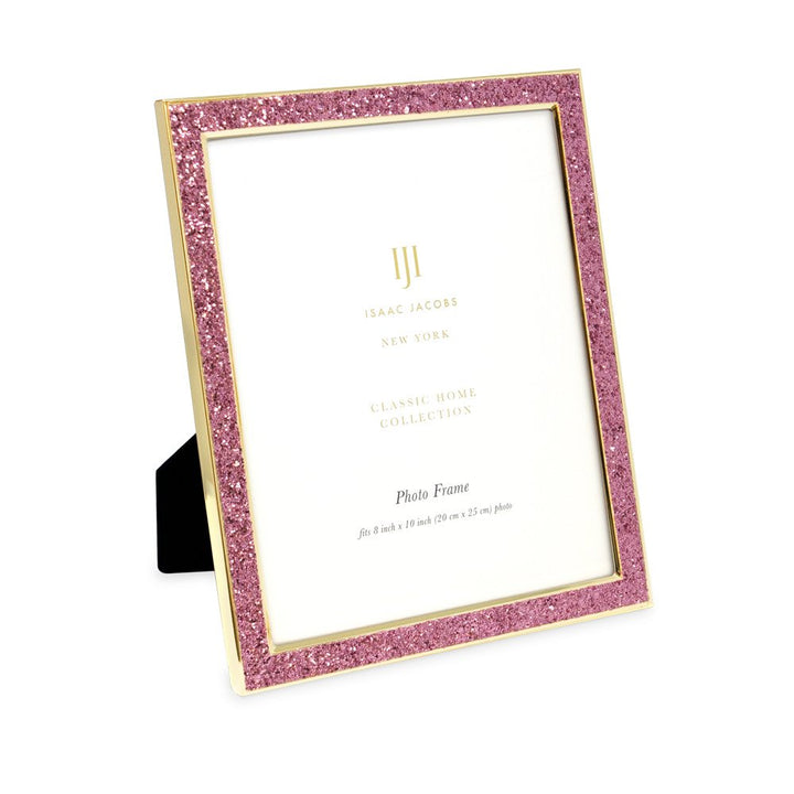 Isaac Jacobs Metal Glitter (Vertical &amp; Horizontal) Picture Frame, with Black Fabric Easel, Wall-Mountable, Made for Tabletop, Counterspace, Shelf and Desk