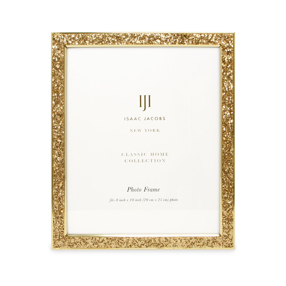 Isaac Jacobs Metal Glitter (Vertical &amp; Horizontal) Picture Frame, with Black Fabric Easel, Wall-Mountable, Made for Tabletop, Counterspace, Shelf and Desk