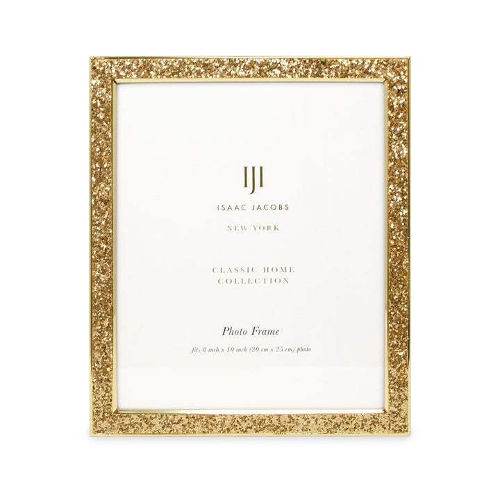 Isaac Jacobs Metal Glitter (Vertical &amp; Horizontal) Picture Frame, with Black Fabric Easel, Wall-Mountable, Made for Tabletop, Counterspace, Shelf and Desk