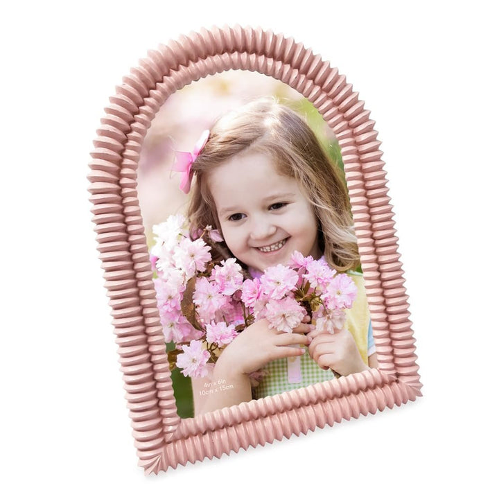 Isaac Jacobs 2x3 Matte Blush Double Bead Arch Photo Frame with Black Fabric Easel, Tabletop, Wall-Mountable, Shelf and Desk, Decorative Art Design, Home Décor (2x3, Matte Blush)