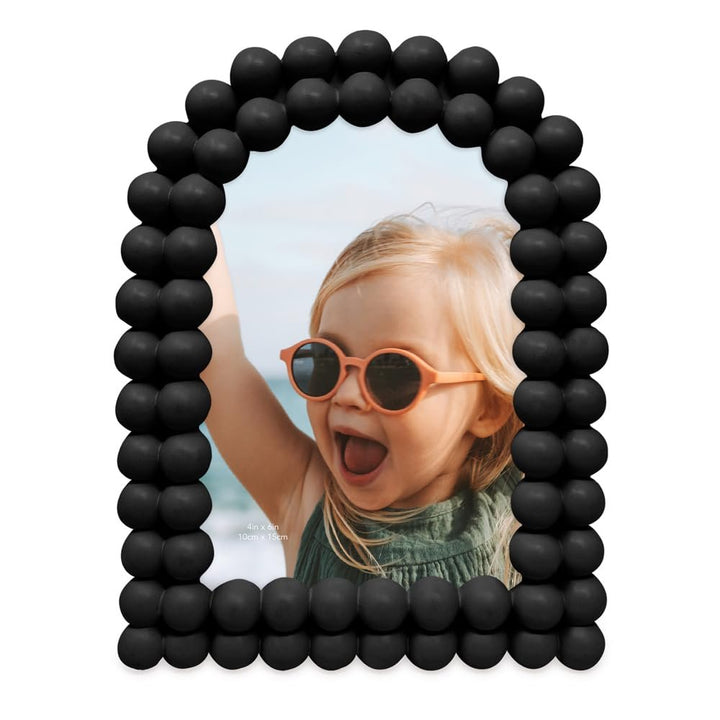 Isaac Jacobs 4x6 Glossy Taupe Double Bauble Arch Photo Frame with Black Fabric Easel, Tabletop, Wall-Mountable, Shelf and Desk, Decorative Art Design, Home Décor (4x6, Glossy Taupe)