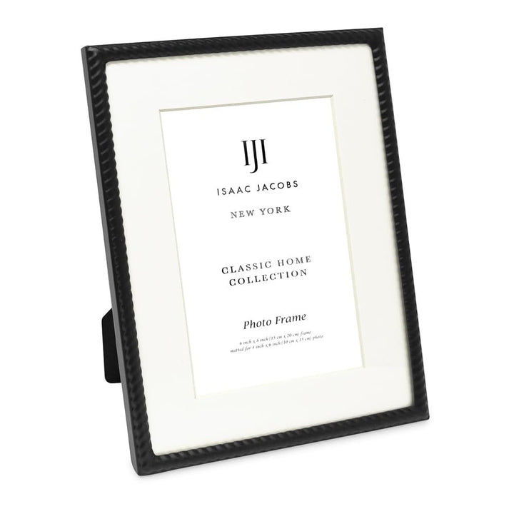 Isaac Jacobs Metal Rope Border Picture Frame, Horizontal &amp; Vertical for Tabletop and Wall Display, Home Decor, Metal Frame