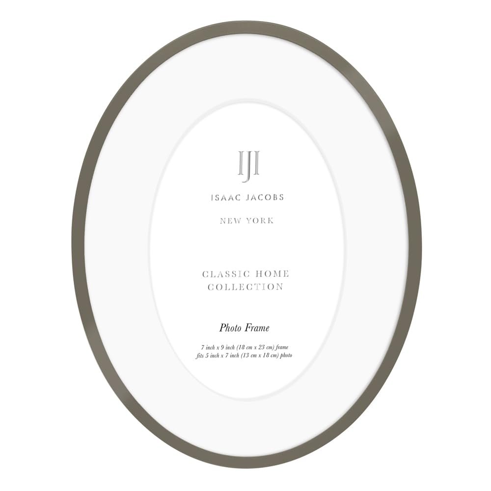 Isaac Jacobs Oval Metal Picture Frame, Classic Photo Frame Made For Tabletop &amp; Hanging Display, Photo Gallery and Wall Art