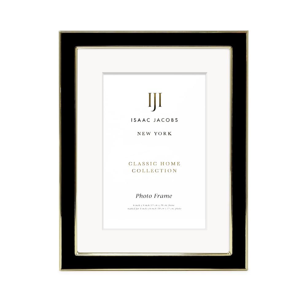 Isaac Jacobs Enamel Picture Frame with Metal Edge with Easel, Tabletop Display, Wall Décor, Photo Gallery