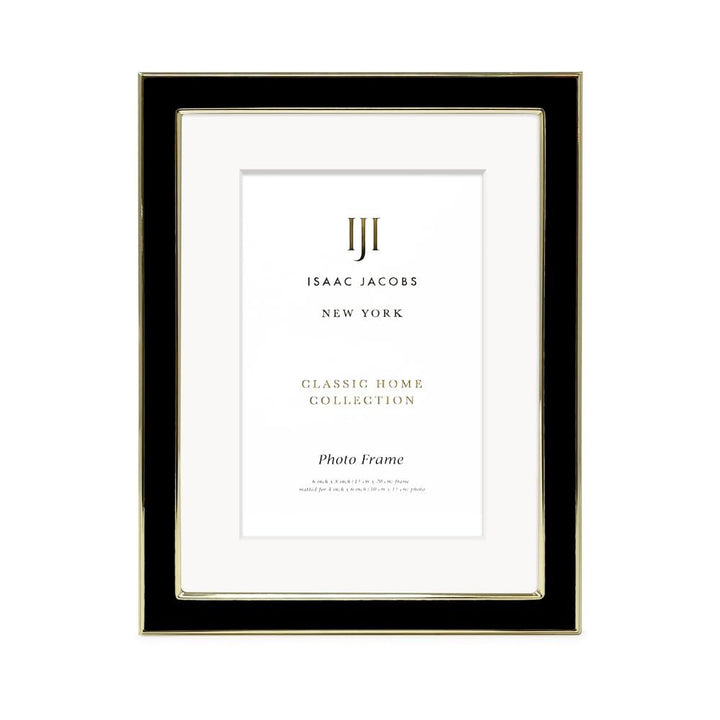 Isaac Jacobs Enamel Picture Frame with Metal Edge with Easel, Tabletop Display, Wall Décor, Photo Gallery