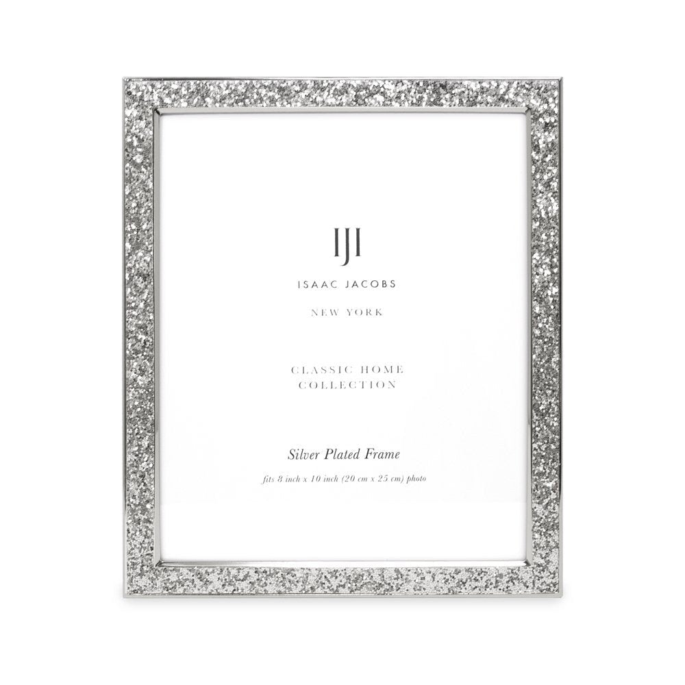 Isaac Jacobs Metal Glitter (Vertical &amp; Horizontal) Picture Frame, with Black Fabric Easel, Wall-Mountable, Made for Tabletop, Counterspace, Shelf and Desk