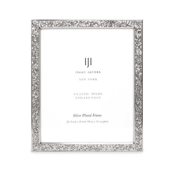 Isaac Jacobs Metal Glitter (Vertical &amp; Horizontal) Picture Frame, with Black Fabric Easel, Wall-Mountable, Made for Tabletop, Counterspace, Shelf and Desk