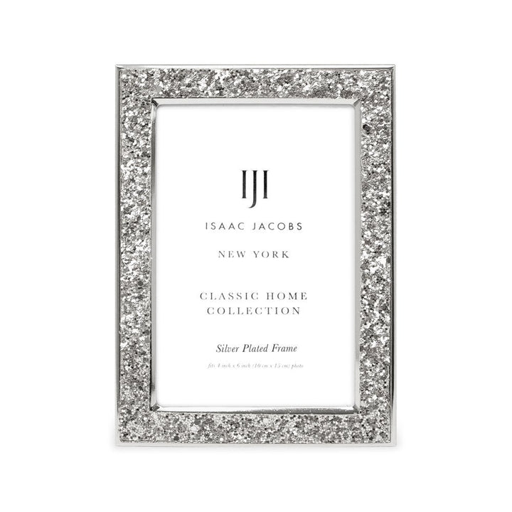 Isaac Jacobs Metal Glitter (Vertical &amp; Horizontal) Picture Frame, with Black Fabric Easel, Wall-Mountable, Made for Tabletop, Counterspace, Shelf and Desk
