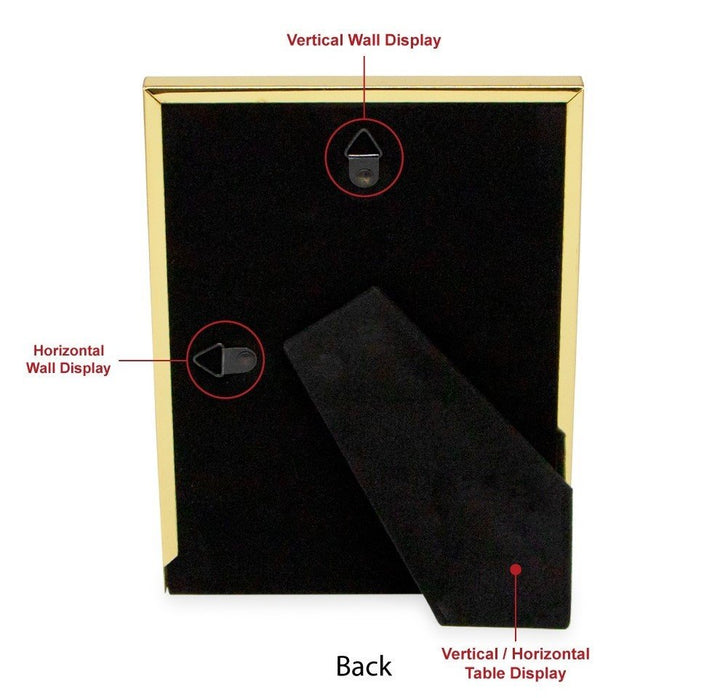 Isaac Jacobs Metal Glitter (Vertical &amp; Horizontal) Picture Frame, with Black Fabric Easel, Wall-Mountable, Made for Tabletop, Counterspace, Shelf and Desk