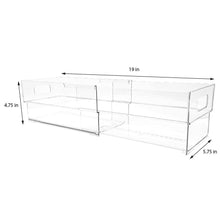 Isaac Jacobs 2-Pack Clear Expandable Storage Bins, Plastic Organizer with Cut-Out Handles, Adjustable Length from 11-19" for Home, Kitchen & Office