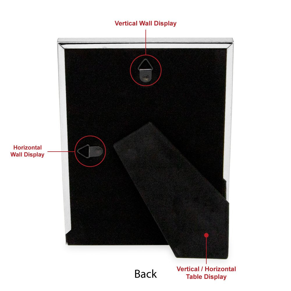 Isaac Jacobs Metal Glitter (Vertical &amp; Horizontal) Picture Frame, with Black Fabric Easel, Wall-Mountable, Made for Tabletop, Counterspace, Shelf and Desk
