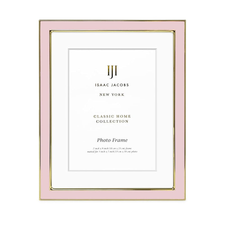Isaac Jacobs Enamel Picture Frame with Metal Edge with Easel, Tabletop Display, Wall Décor, Photo Gallery