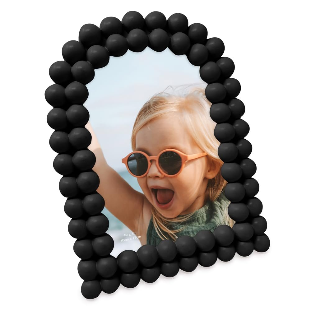 Isaac Jacobs 4x6 Glossy Taupe Double Bauble Arch Photo Frame with Black Fabric Easel, Tabletop, Wall-Mountable, Shelf and Desk, Decorative Art Design, Home Décor (4x6, Glossy Taupe)