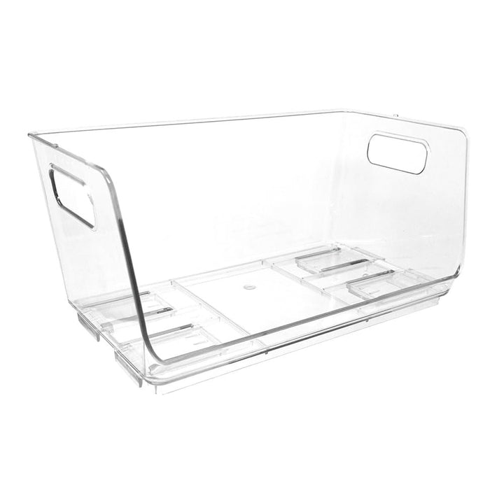 Isaac Jacobs 2-Piece Stackable Clear Storage Bins w/Open Front, Versatile Use, Set of 2, Desk, Office, Bathroom, Bedroom, Closet