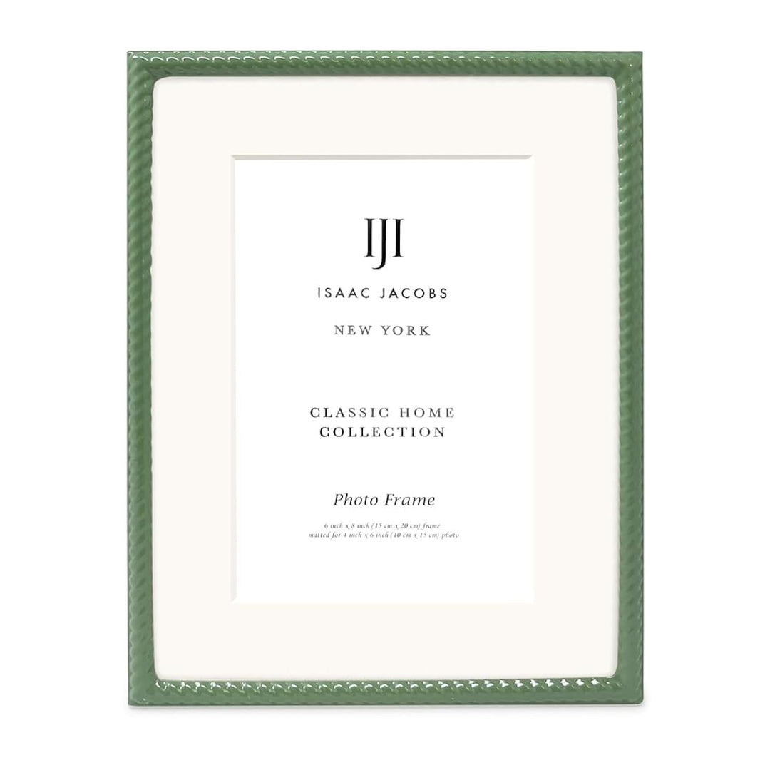 Isaac Jacobs Metal Rope Border Picture Frame, Horizontal &amp; Vertical for Tabletop and Wall Display, Home Decor, Metal Frame