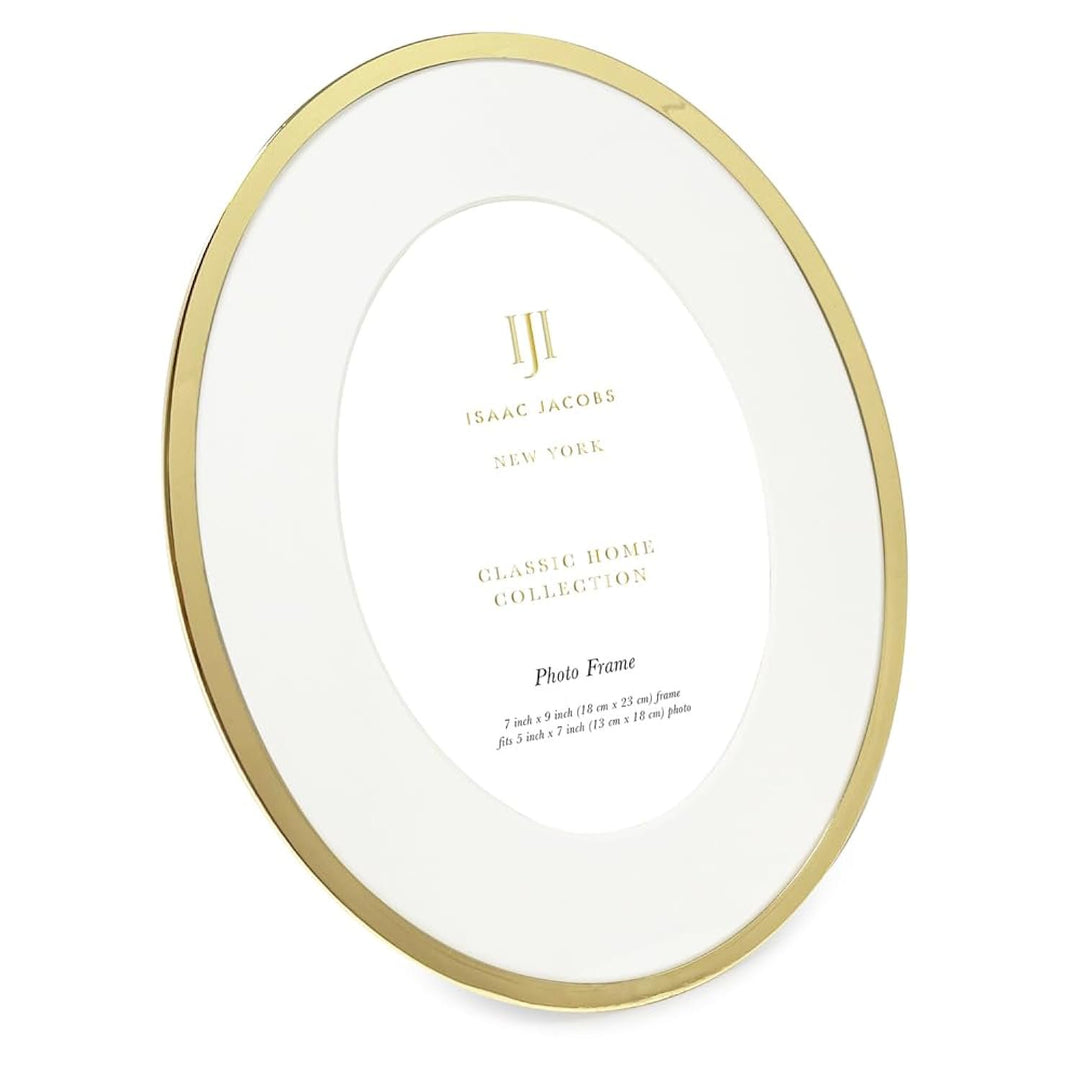 Isaac Jacobs Oval Metal Picture Frame, Classic Photo Frame Made For Tabletop &amp; Hanging Display, Photo Gallery and Wall Art