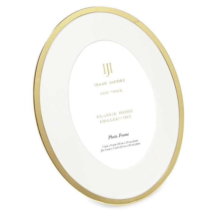 Isaac Jacobs Oval Metal Picture Frame, Classic Photo Frame Made For Tabletop &amp; Hanging Display, Photo Gallery and Wall Art