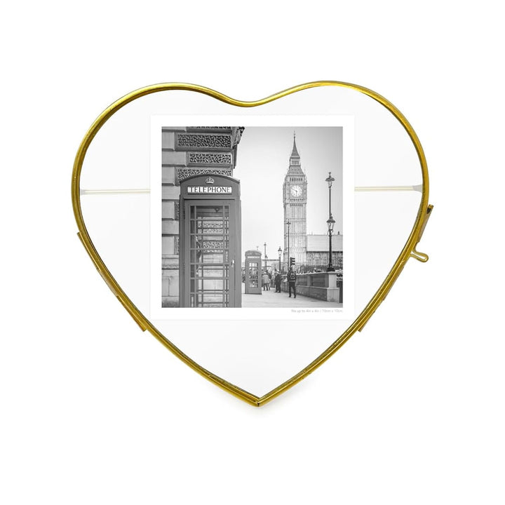 Isaac Jacobs (4"x4" Vintage Style Heart-Shaped Brass and Glass Ornament Frame with Locket Closure (Vertical) (Antique Gold), Metal Floating Frame, Made for Tabletop Display