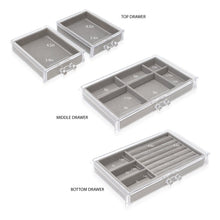 Isaac Jacobs Clear Acrylic 4-Drawer Jewelry Organizer (9.25” x 5.4” x 4.25”) w/ Velvet Lining, Stackable Storage Box For Rings, Necklaces, Bracelets, Earrings & Watches, Tabletop Display Case