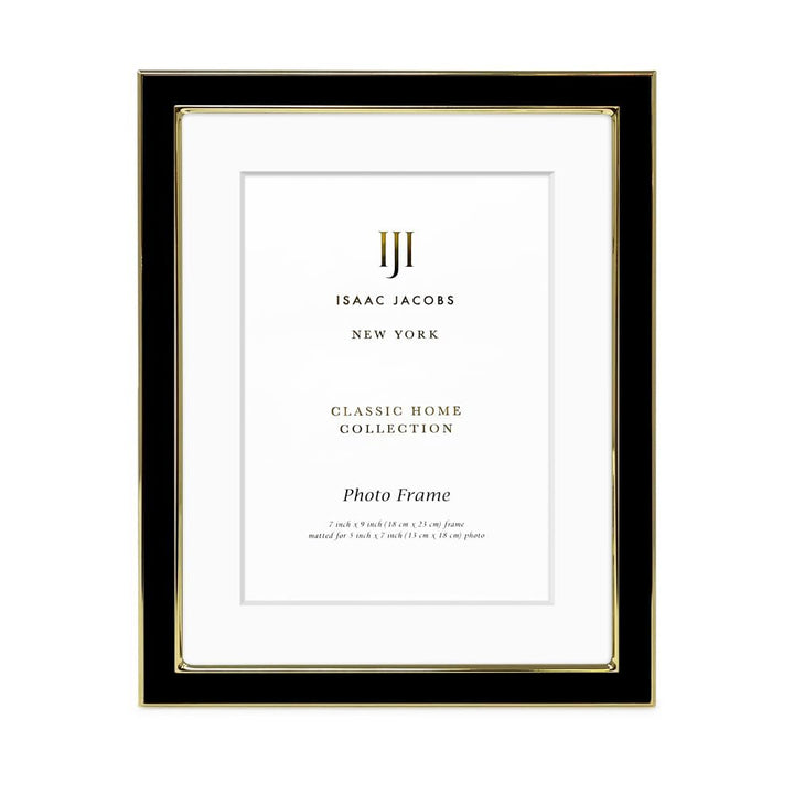 Isaac Jacobs Enamel Picture Frame with Metal Edge with Easel, Tabletop Display, Wall Décor, Photo Gallery