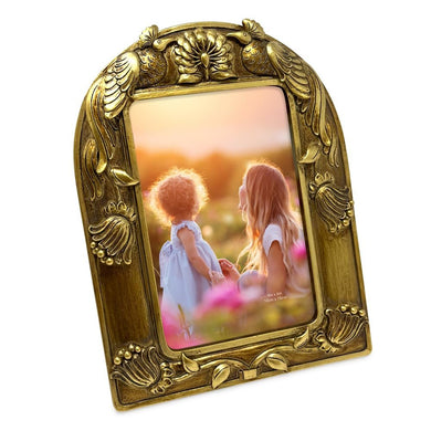 Isaac Jacobs 4x6 Peacock Arch Frame with Easel for Tabletop Display, Decorative Art Design, Home Décor