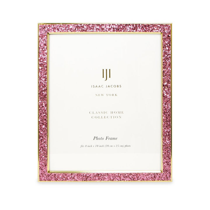 Isaac Jacobs Metal Glitter (Vertical &amp; Horizontal) Picture Frame, with Black Fabric Easel, Wall-Mountable, Made for Tabletop, Counterspace, Shelf and Desk