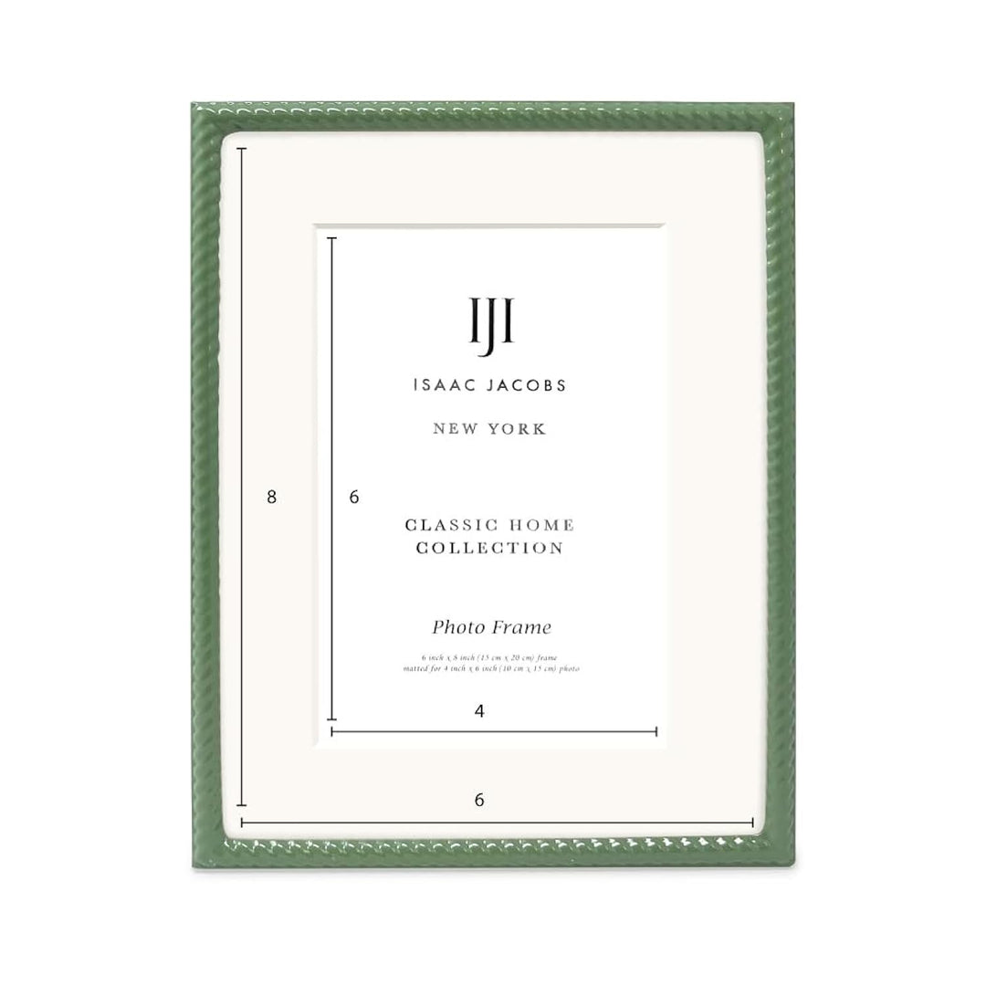 Isaac Jacobs Metal Rope Border Picture Frame, Horizontal &amp; Vertical for Tabletop and Wall Display, Home Decor, Metal Frame