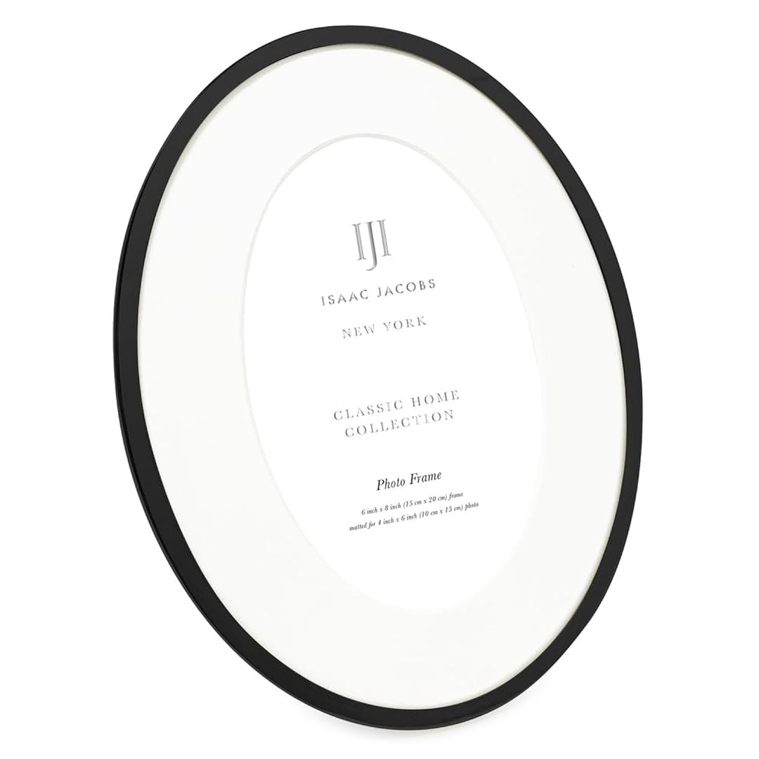 Isaac Jacobs Oval Metal Picture Frame, Classic Photo Frame Made For Tabletop &amp; Hanging Display, Photo Gallery and Wall Art