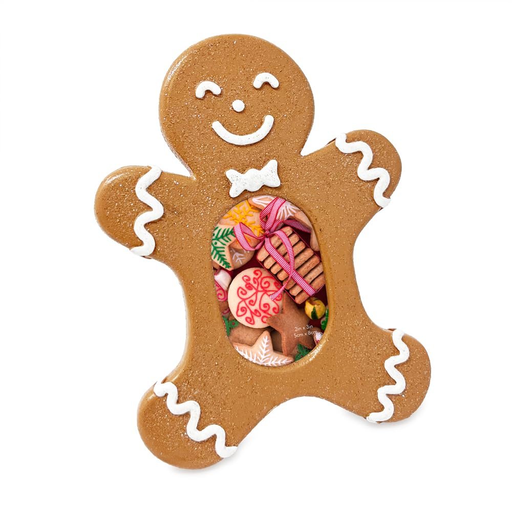 Isaac Jacobs Gingerbread Picture Frame - Fits 2x3 Photo, Vertical Resin Frame for Tabletop or Wall Display, Holiday Home Décor