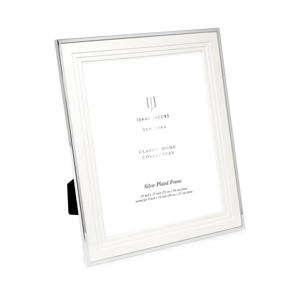Isaac Jacobs Metal Picture Frame, Triple Matted Classic Metal Photo Frame Made For Tabletop &amp; Hanging Display, Photo Gallery and Wall Art_