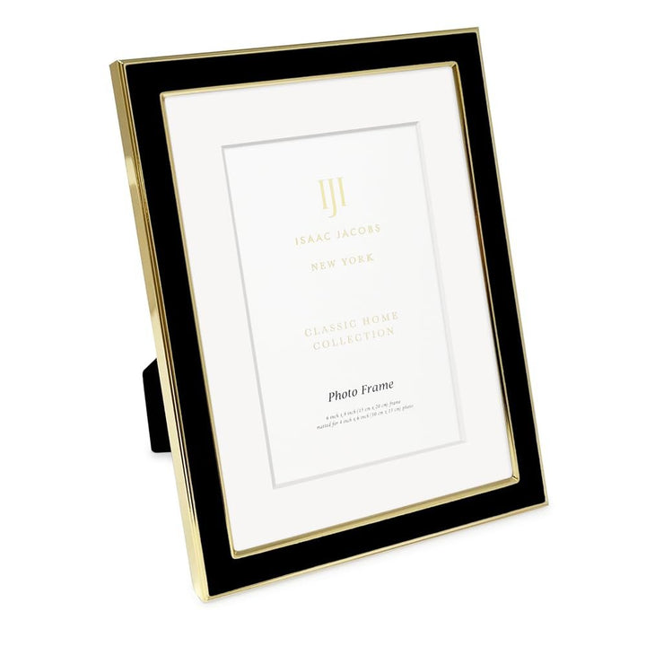 Isaac Jacobs Enamel Picture Frame with Metal Edge with Easel, Tabletop Display, Wall Décor, Photo Gallery