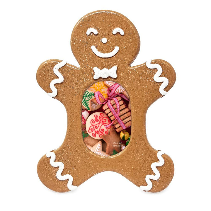 Isaac Jacobs Gingerbread Picture Frame - Fits 2x3 Photo, Vertical Resin Frame for Tabletop or Wall Display, Holiday Home Décor