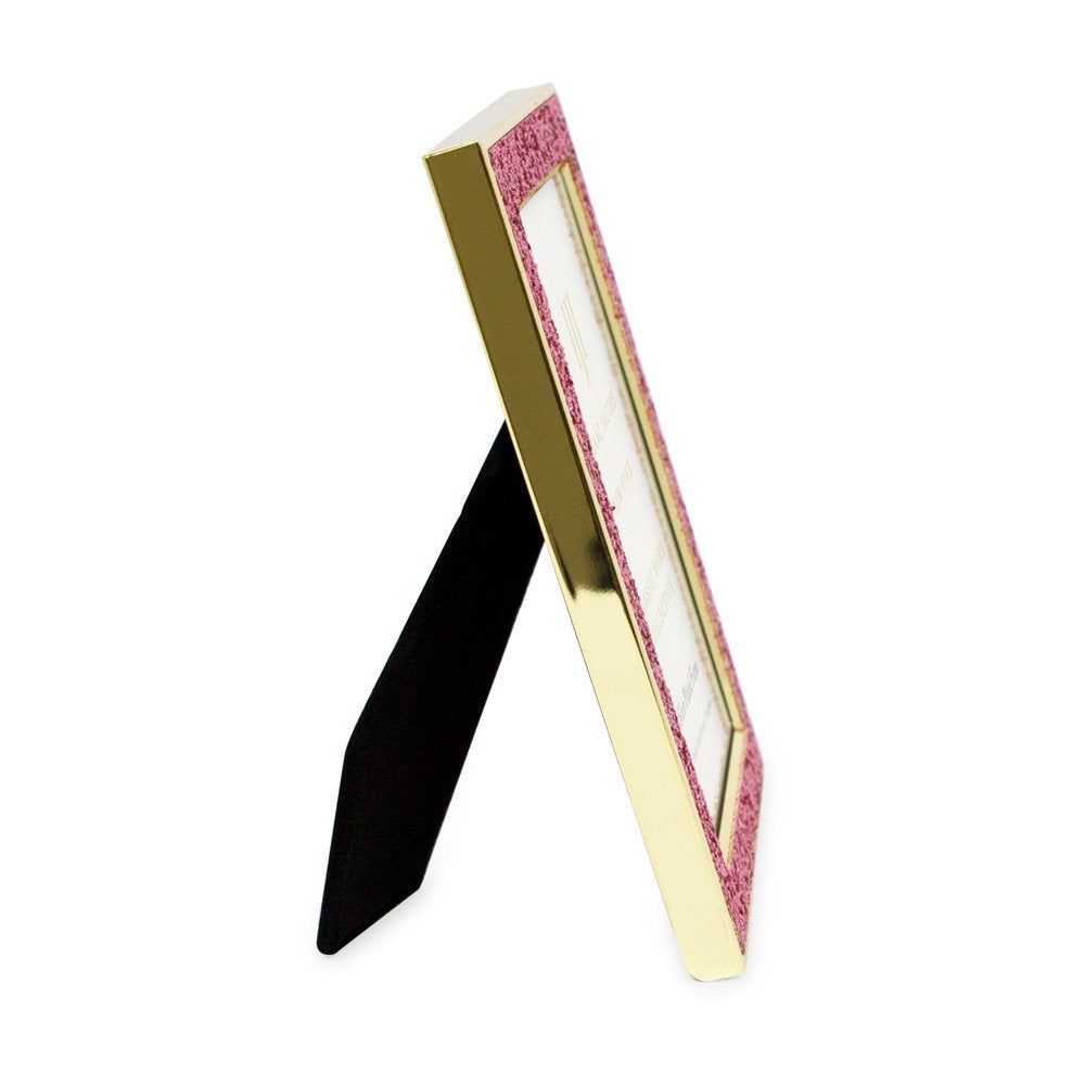 Isaac Jacobs Metal Glitter (Vertical &amp; Horizontal) Picture Frame, with Black Fabric Easel, Wall-Mountable, Made for Tabletop, Counterspace, Shelf and Desk