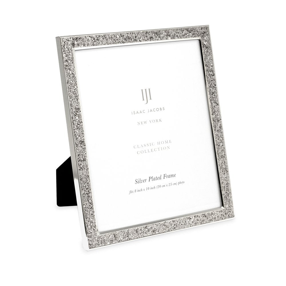 Isaac Jacobs Metal Glitter (Vertical &amp; Horizontal) Picture Frame, with Black Fabric Easel, Wall-Mountable, Made for Tabletop, Counterspace, Shelf and Desk