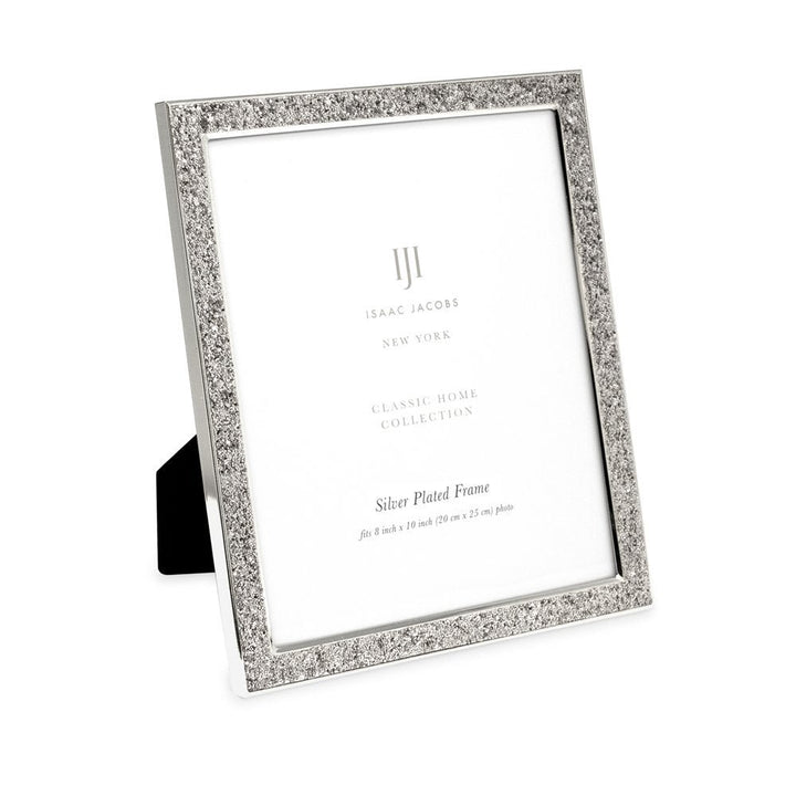 Isaac Jacobs Metal Glitter (Vertical &amp; Horizontal) Picture Frame, with Black Fabric Easel, Wall-Mountable, Made for Tabletop, Counterspace, Shelf and Desk