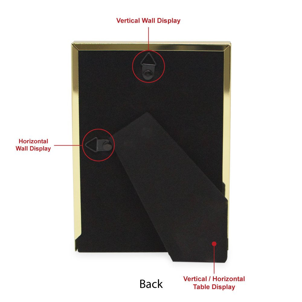 Isaac Jacobs Metal Glitter (Vertical &amp; Horizontal) Picture Frame, with Black Fabric Easel, Wall-Mountable, Made for Tabletop, Counterspace, Shelf and Desk