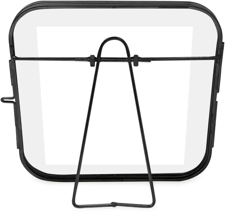 Isaac Jacobs Vintage Style, Round-Edged Brass &amp; Glass Metal Floating Picture Frame with Locket Closure (Horizontal), Made for Tabletop Display