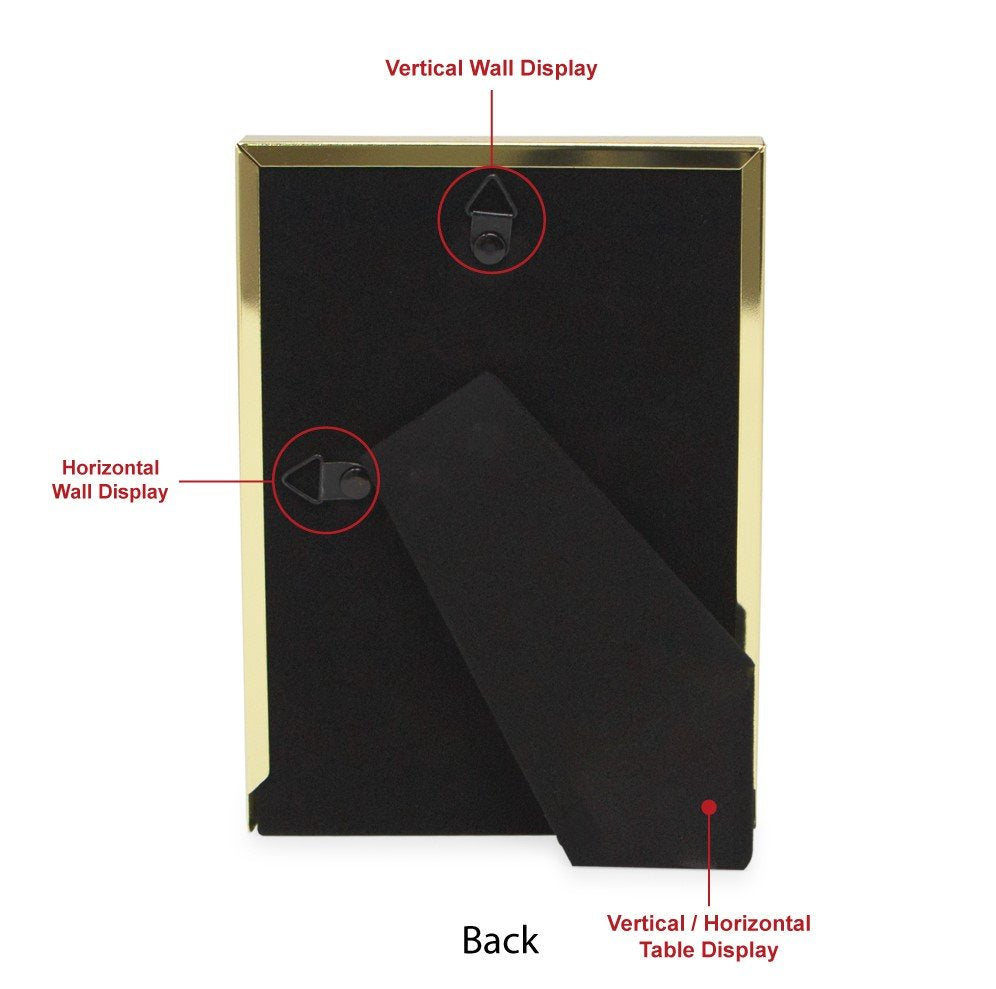 Isaac Jacobs Metal Glitter (Vertical &amp; Horizontal) Picture Frame, with Black Fabric Easel, Wall-Mountable, Made for Tabletop, Counterspace, Shelf and Desk