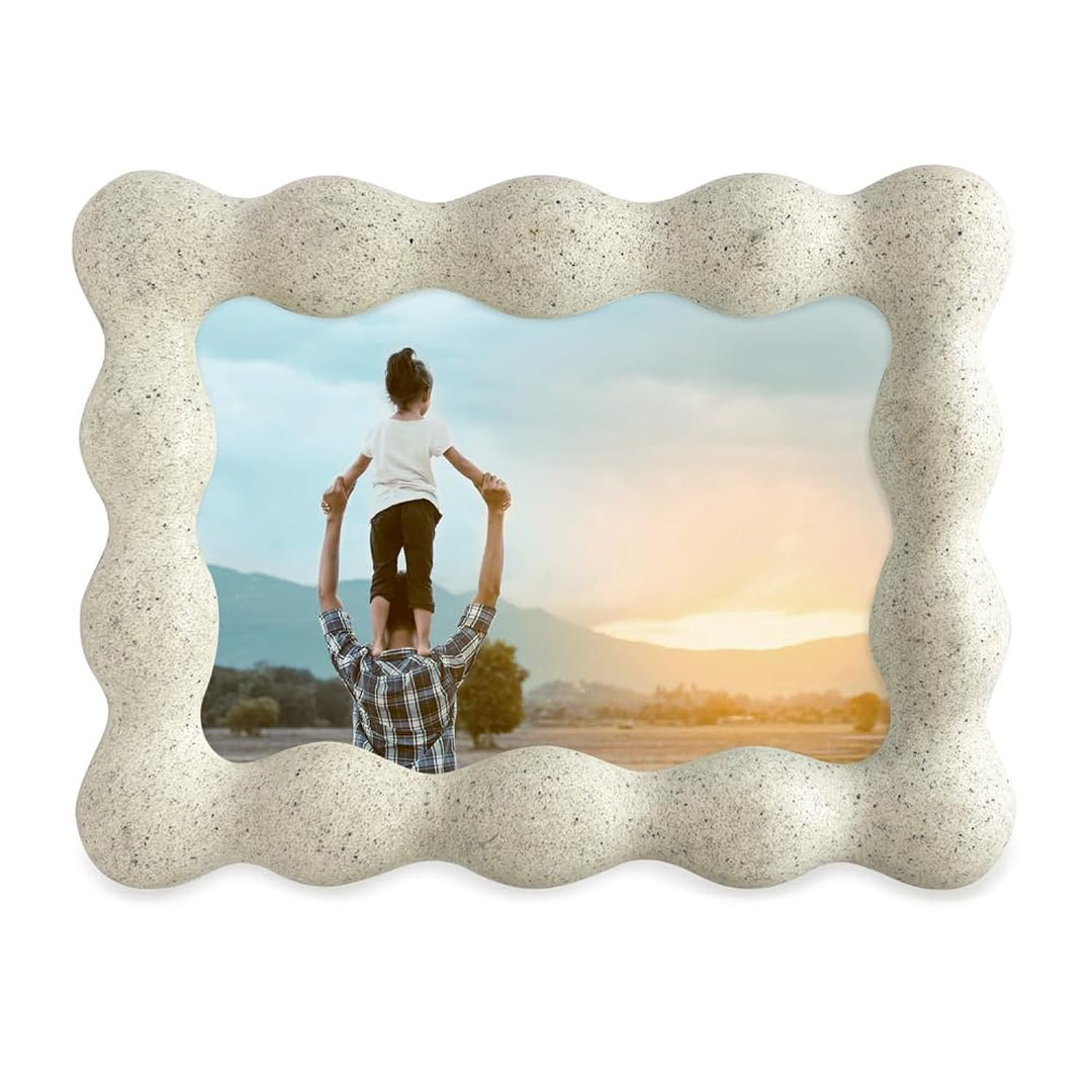 Isaac Jacobs Resin Picture Frame, Elegant Undulating Curve Design for Tabletop &amp; Wall Display Photo Frame, Home Décor, Art, Photo Gallery
