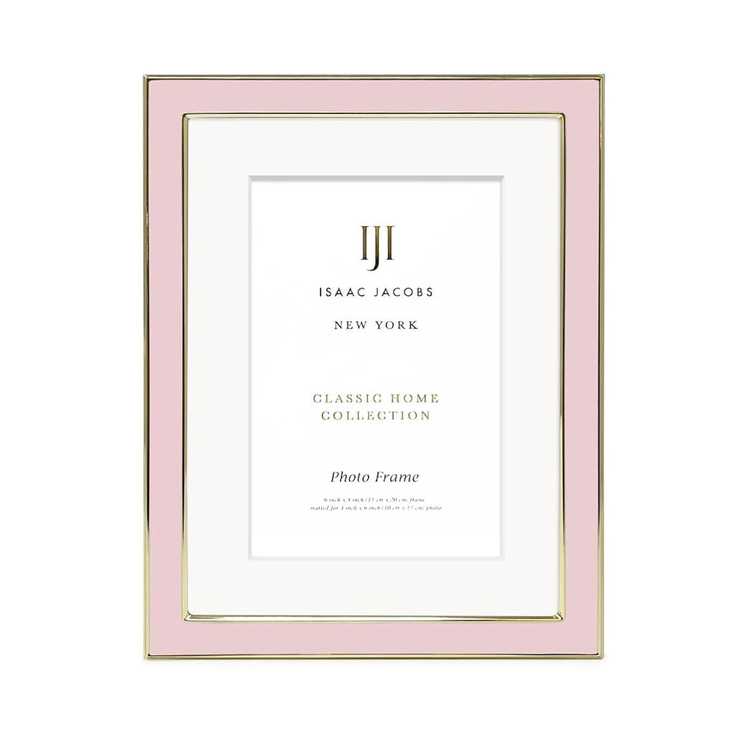 Isaac Jacobs Enamel Picture Frame with Metal Edge with Easel, Tabletop Display, Wall Décor, Photo Gallery