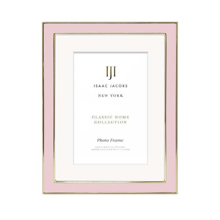 Isaac Jacobs Enamel Picture Frame with Metal Edge with Easel, Tabletop Display, Wall Décor, Photo Gallery