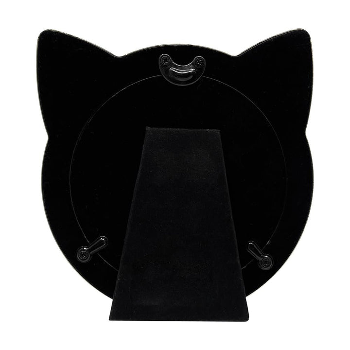 Isaac Jacobs 4x4 Gray with Silver Round Enamel Cat Picture Frame w/Ears - Tabletop, Home &amp; Office Décor, (4x4, Gray with Silver)