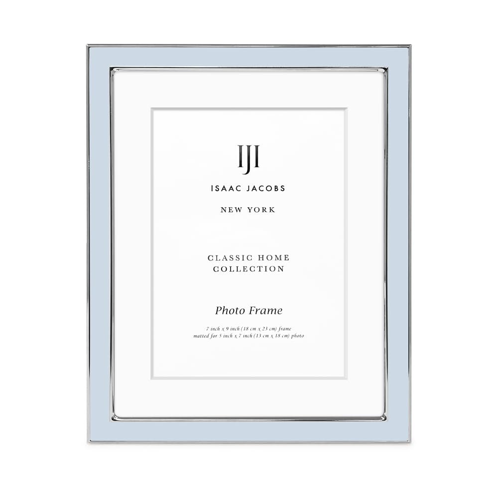 Isaac Jacobs Enamel Picture Frame with Metal Edge with Easel, Tabletop Display, Wall Décor, Photo Gallery