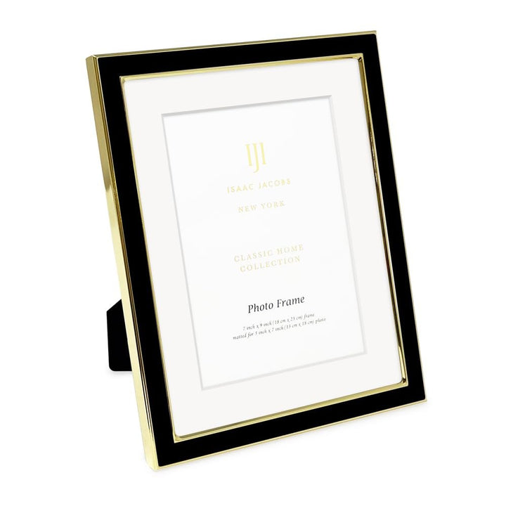 Isaac Jacobs Enamel Picture Frame with Metal Edge with Easel, Tabletop Display, Wall Décor, Photo Gallery