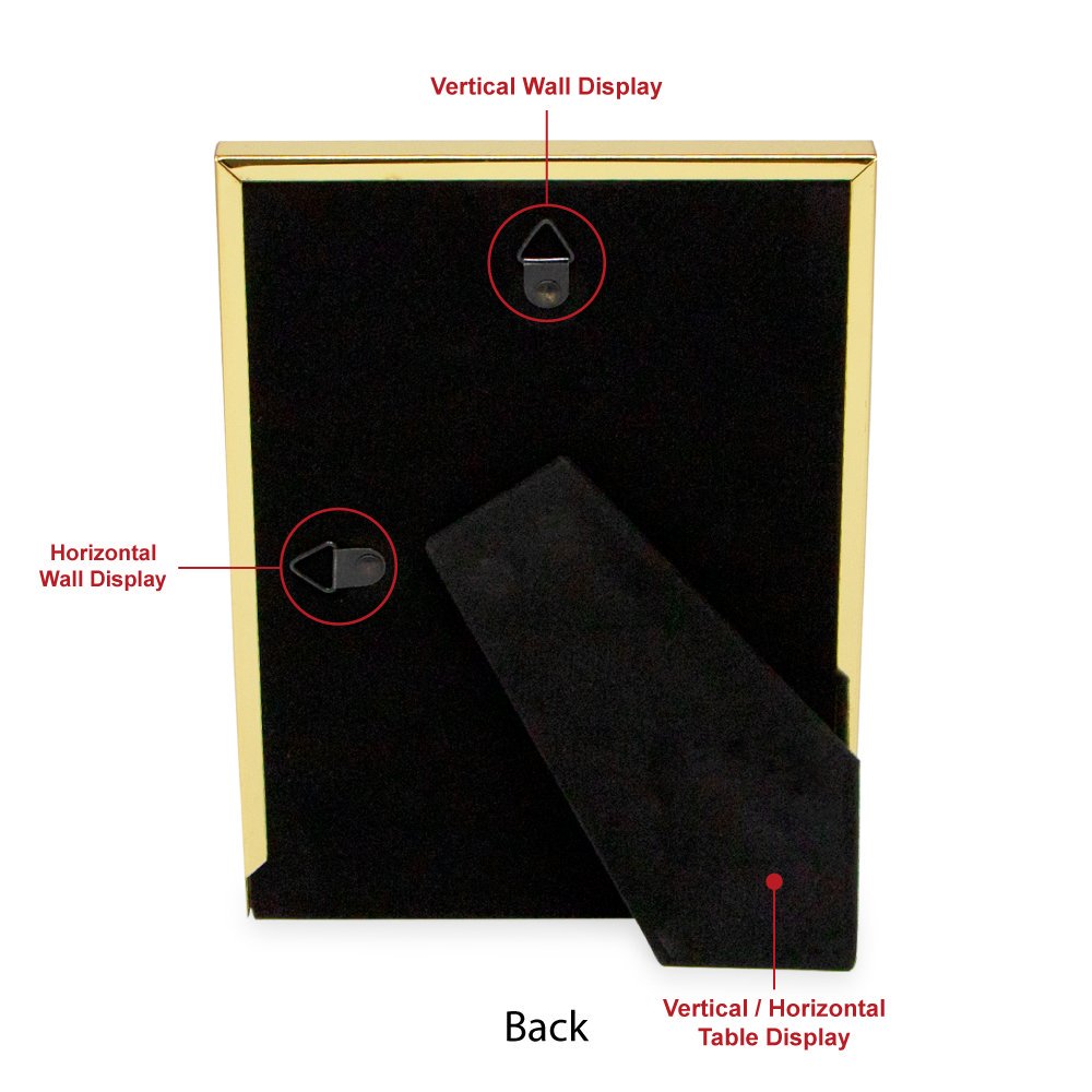 Isaac Jacobs Metal Glitter (Vertical &amp; Horizontal) Picture Frame, with Black Fabric Easel, Wall-Mountable, Made for Tabletop, Counterspace, Shelf and Desk